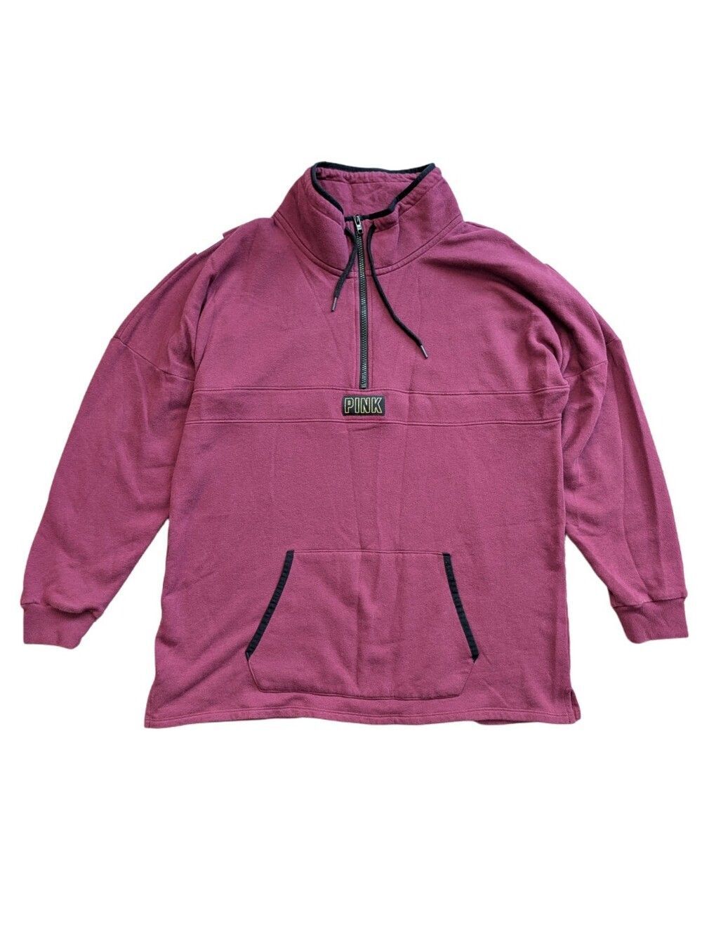 PINK Victoria's Secret Womens Mauve Pink Quarter-Zip Pullover Sweater Large